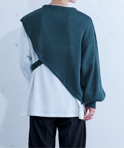 Ellno Loset(エルノロゼット)の「ニットショールロンT(ニット/セーター・メンズ・ブルーグリーン/ブラック・MEDIUM/LARGE)」の14枚目の写真