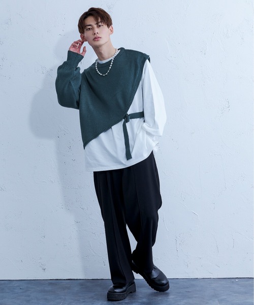 Ellno Loset(エルノロゼット)の「ニットショールロンT(ニット/セーター・メンズ・ブルーグリーン/ブラック・MEDIUM/LARGE)」の15枚目の写真