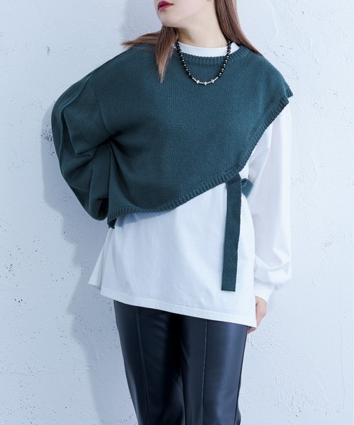 Ellno Loset(エルノロゼット)の「ニットショールロンT(ニット/セーター・メンズ・ブルーグリーン/ブラック・MEDIUM/LARGE)」の16枚目の写真