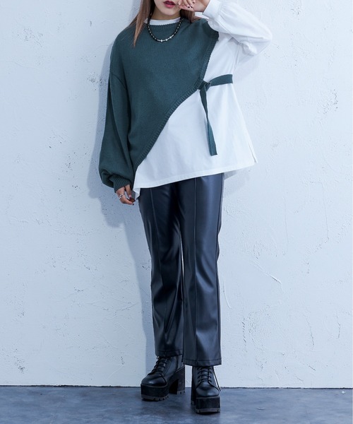 Ellno Loset(エルノロゼット)の「ニットショールロンT(ニット/セーター・メンズ・ブルーグリーン/ブラック・MEDIUM/LARGE)」の19枚目の写真