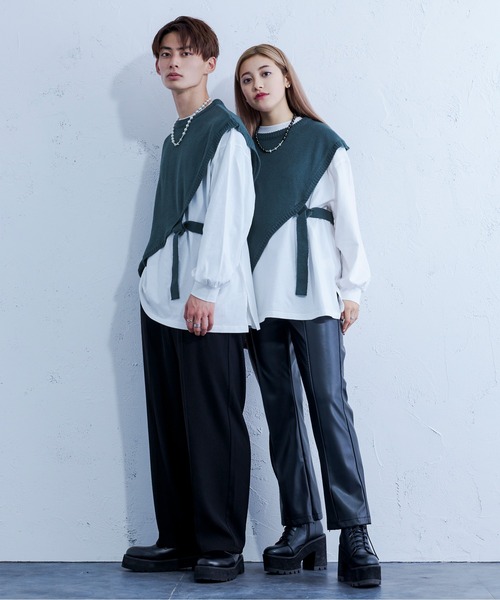 Ellno Loset(エルノロゼット)の「ニットショールロンT(ニット/セーター・メンズ・ブルーグリーン/ブラック・MEDIUM/LARGE)」の20枚目の写真