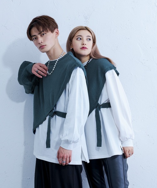 Ellno Loset(エルノロゼット)の「ニットショールロンT(ニット/セーター・メンズ・ブルーグリーン/ブラック・MEDIUM/LARGE)」の22枚目の写真