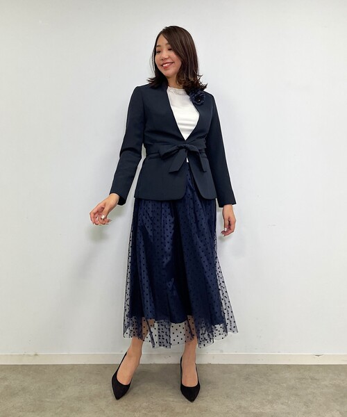 couture brooch（クチュールブローチ）の「◆【春まで使える♪】ドットチュールギャザースカート（スカート・レディース・ブラック系2/ネイビー系2/ベージュ系2・38/36/42）」の14枚目の写真