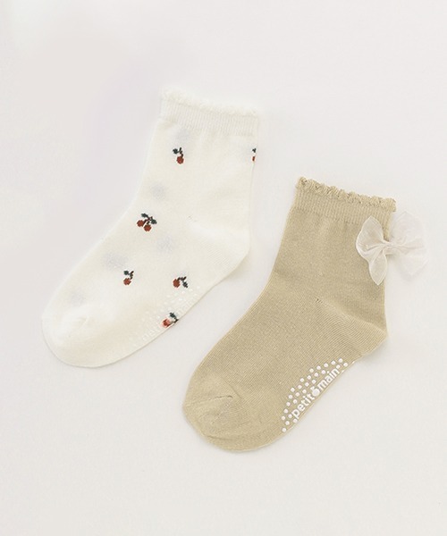 petit main（プティマイン）の「アソート2Pアンクルソックス（ソックス/靴下・キッズ・ライトピンク/マスタード/ライトグリーン/ベージュ・SS/S/L/M）」の2枚目の写真