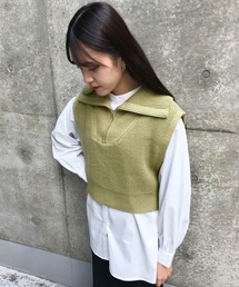 ZIPニットベスト＋バンドカラーシャツ／SET