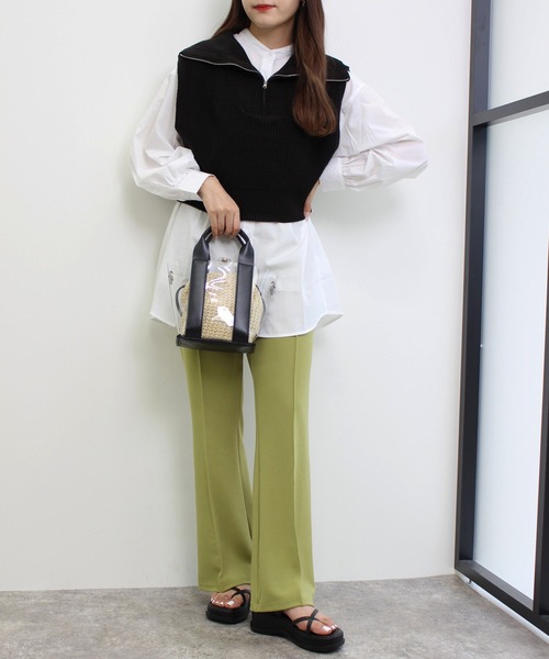 INGNI(イング)の「ZIPニットベスト+バンドカラーシャツ/SET(ニット/セーター・レディース・ブラック/ベージュ/ライトグリーン/アイボリー・M)」の21枚目の写真