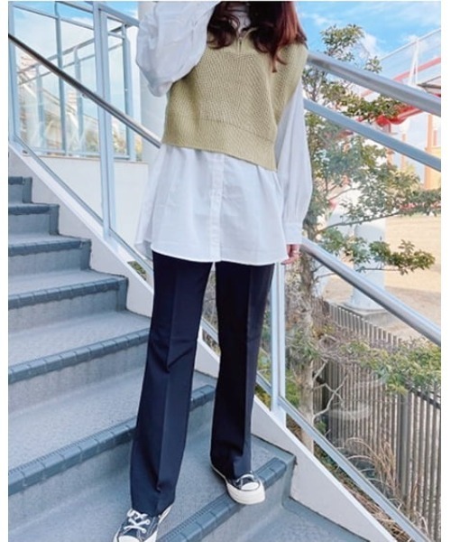 INGNI(イング)の「ZIPニットベスト+バンドカラーシャツ/SET(ニット/セーター・レディース・ブラック/ベージュ/ライトグリーン/アイボリー・M)」の22枚目の写真