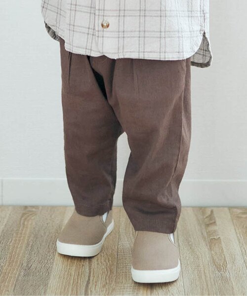 apres les cours（アプレレクール）の「ゆったりテーパードパンツ/7days Style pants_ストレッチ 9分丈（その他パンツ・キッズ・ブラウン/グレー/チェック/パープル/ベージュ/アイボリー/ミント/クリーム・100/120/130/90/110/80/140）」の4枚目の写真