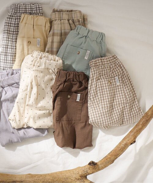 apres les cours（アプレレクール）の「ゆったりテーパードパンツ/7days Style pants_ストレッチ 9分丈（その他パンツ・キッズ・ブラウン/グレー/チェック/パープル/ベージュ/アイボリー/ミント/クリーム・100/120/130/90/110/80/140）」の10枚目の写真