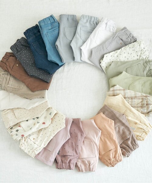 apres les cours（アプレレクール）の「ゆったりテーパードパンツ/7days Style pants_ストレッチ 9分丈（その他パンツ・キッズ・ブラウン/グレー/チェック/パープル/ベージュ/アイボリー/ミント/クリーム・100/120/130/90/110/80/140）」の12枚目の写真