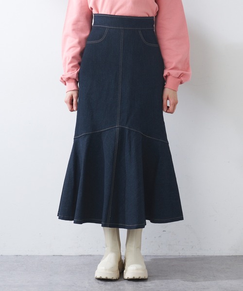 OLIVE des OLIVE（オリーブデオリーブ）の「美シルエットマーメイドスカート（スカート・レディース・ブラック/アイボリー/ワンウォッシュ/スミクロ・FREE）」の15枚目の写真