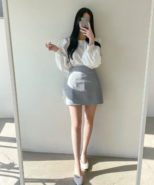 SONA(ソナ)の「SONYUNARA ベーシックAラインミニスカート(スカート・レディース・クリーム/ライトブルー・FREE)」の8枚目の写真