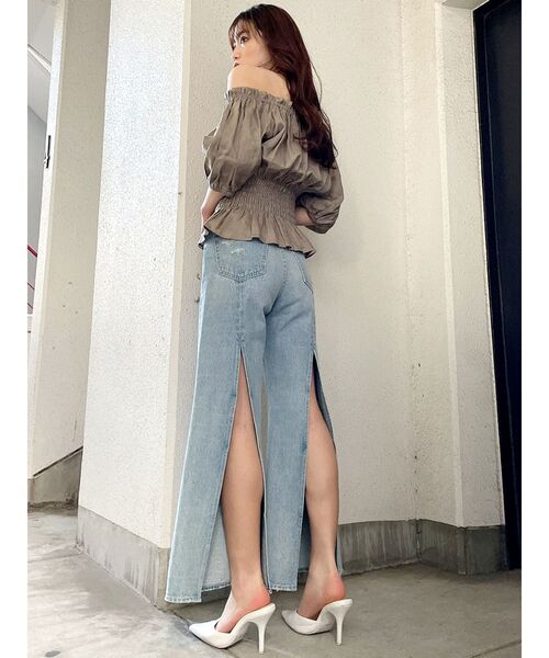 GYDA（ジェイダ）の「ハイウエストバックスリットワイドデニムパンツ（デニムパンツ・レディース・ライトブルー/ブルー・SMALL/MEDIUM）」の12枚目の写真