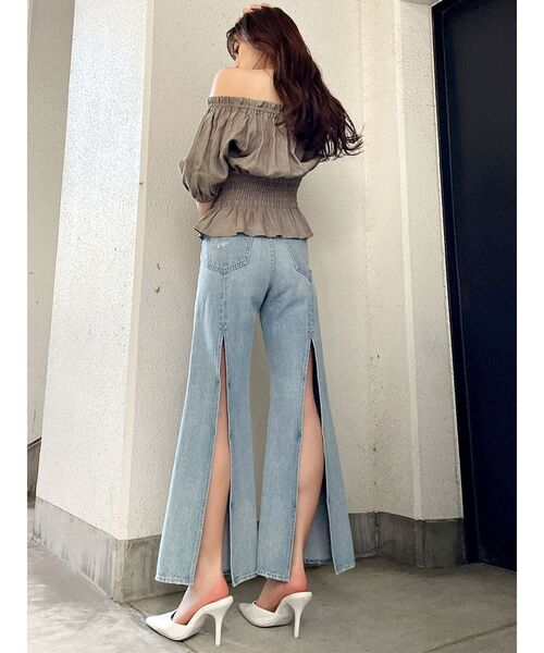 GYDA（ジェイダ）の「ハイウエストバックスリットワイドデニムパンツ（デニムパンツ・レディース・ライトブルー/ブルー・SMALL/MEDIUM）」の8枚目の写真