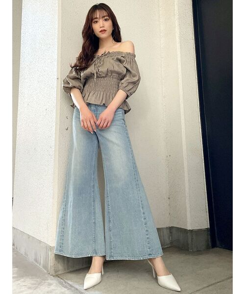 GYDA（ジェイダ）の「ハイウエストバックスリットワイドデニムパンツ（デニムパンツ・レディース・ライトブルー/ブルー・SMALL/MEDIUM）」の11枚目の写真