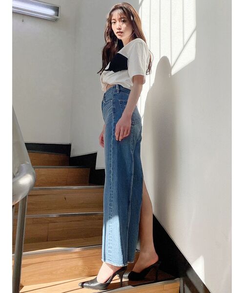 GYDA（ジェイダ）の「ハイウエストバックスリットワイドデニムパンツ（デニムパンツ・レディース・ライトブルー/ブルー・SMALL/MEDIUM）」の22枚目の写真