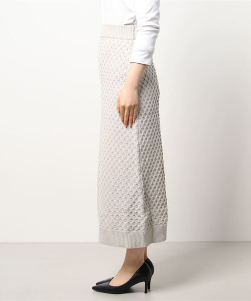 Kari & lili（カウリアンドリィリィ）の「柄編みニットスカート（スカート・レディース・ライトパープル/ダークブルー/ライトグレー/オフホワイト・FREE）」の5枚目の写真