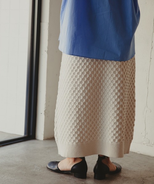 Kari & lili（カウリアンドリィリィ）の「柄編みニットスカート（スカート・レディース・ライトパープル/ダークブルー/ライトグレー/オフホワイト・FREE）」の8枚目の写真