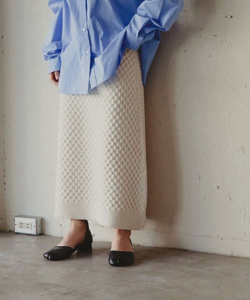 Kari & lili（カウリアンドリィリィ）の「柄編みニットスカート（スカート・レディース・ライトパープル/ダークブルー/ライトグレー/オフホワイト・FREE）」の10枚目の写真