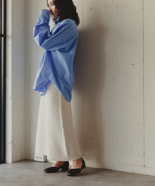 Kari & lili（カウリアンドリィリィ）の「柄編みニットスカート（スカート・レディース・ライトパープル/ダークブルー/ライトグレー/オフホワイト・FREE）」の15枚目の写真