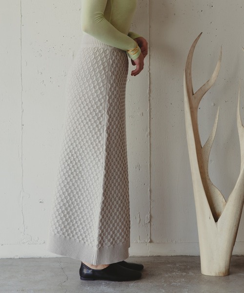 Kari & lili（カウリアンドリィリィ）の「柄編みニットスカート（スカート・レディース・ライトパープル/ダークブルー/ライトグレー/オフホワイト・FREE）」の18枚目の写真