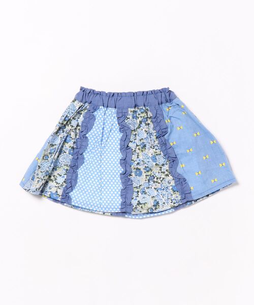 RAGMART（ラグマート）の「パッチワークスカパン（スカート・キッズ・ブルー/ピンク/イエロー・100cm）」の4枚目の写真