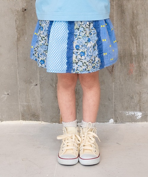 RAGMART（ラグマート）の「パッチワークスカパン（スカート・キッズ・ブルー/ピンク/イエロー・100cm）」の2枚目の写真