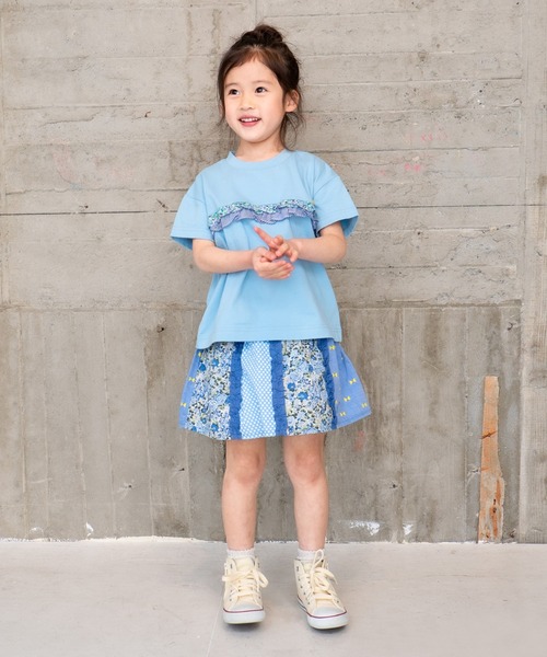 RAGMART（ラグマート）の「パッチワークスカパン（スカート・キッズ・ブルー/ピンク/イエロー・100cm）」の6枚目の写真