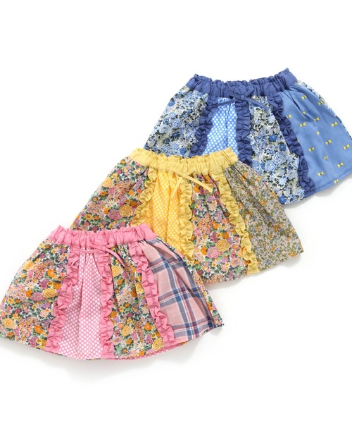 RAGMART（ラグマート）の「パッチワークスカパン（スカート・キッズ・ブルー/ピンク/イエロー・100cm）」の14枚目の写真