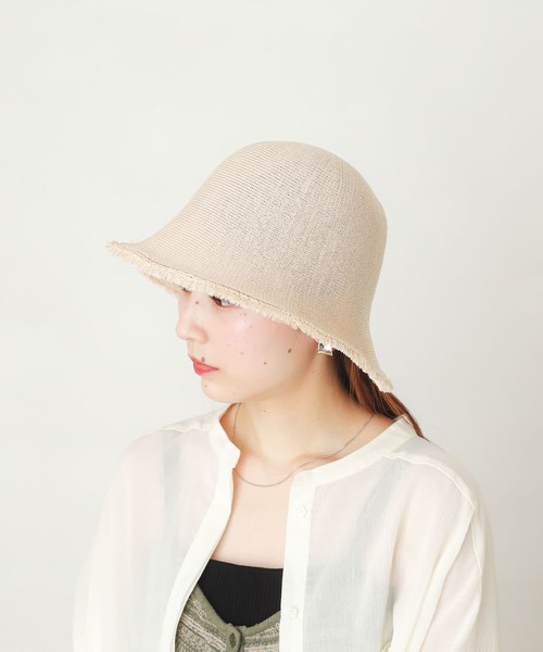 SENSE OF PLACE by URBAN RESEARCH(センスオブプレイスバイアーバンリサーチ)の「編みフリンジチューリップハット(ハット・レディース・ブラック/ベージュ・ONE)」の2枚目の写真