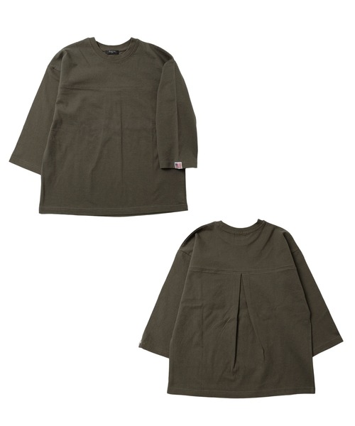 GLAZOS（グラソス）の「天竺・USAコットン ドロップショルダーフットボール7分袖Tシャツ（Tシャツ/カットソー・キッズ・イエロー/カーキ/チャコールグレー・130cm/140cm/150cm/160cm/170cm）」の16枚目の写真