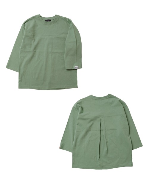 GLAZOS（グラソス）の「天竺・USAコットン ドロップショルダーフットボール7分袖Tシャツ（Tシャツ/カットソー・キッズ・イエロー/カーキ/チャコールグレー・130cm/140cm/150cm/160cm/170cm）」の17枚目の写真