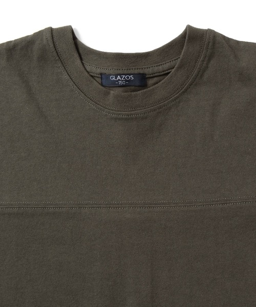 GLAZOS（グラソス）の「天竺・USAコットン ドロップショルダーフットボール7分袖Tシャツ（Tシャツ/カットソー・キッズ・イエロー/カーキ/チャコールグレー・130cm/140cm/150cm/160cm/170cm）」の7枚目の写真