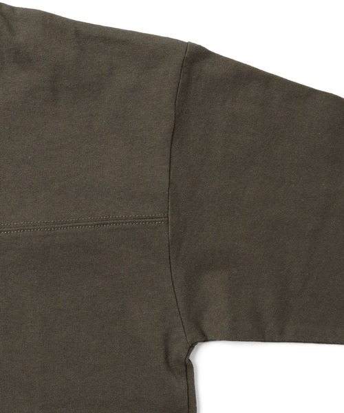 GLAZOS（グラソス）の「天竺・USAコットン ドロップショルダーフットボール7分袖Tシャツ（Tシャツ/カットソー・キッズ・イエロー/カーキ/チャコールグレー・130cm/140cm/150cm/160cm/170cm）」の8枚目の写真