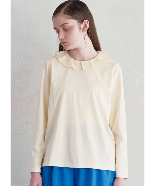 シロップ.(シロップ.)の「異素材フリルカラーのカットソートップス(Tシャツ/カットソー・レディース・ブラック/クリーム・MEDIUM/LARGE/X-LARGE/XX-LARGE)」の1枚目の写真