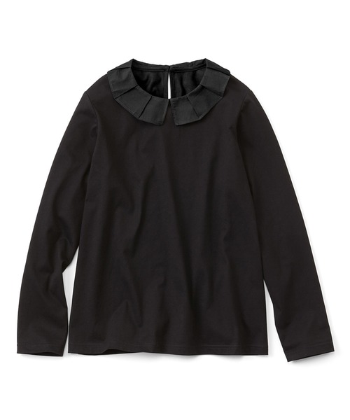 シロップ.(シロップ.)の「異素材フリルカラーのカットソートップス(Tシャツ/カットソー・レディース・ブラック/クリーム・MEDIUM/LARGE/X-LARGE/XX-LARGE)」の2枚目の写真