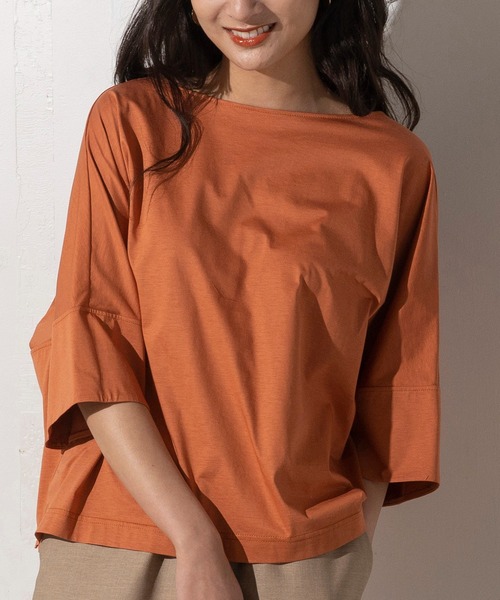 EUCLAID(エウクレイド)の「【her EUCLAID】ボートネックカットソー(Tシャツ/カットソー・レディース・ブラック/ネイビー/オフホワイト/オレンジ・FREE)」の1枚目の写真