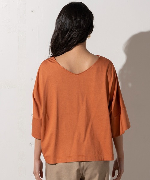 EUCLAID(エウクレイド)の「【her EUCLAID】ボートネックカットソー(Tシャツ/カットソー・レディース・ブラック/ネイビー/オフホワイト/オレンジ・FREE)」の6枚目の写真