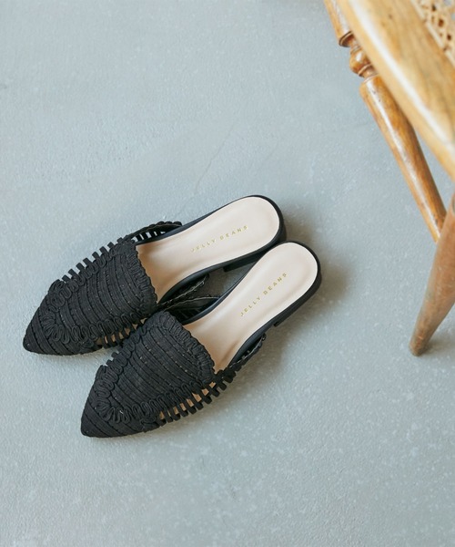 JELLY BEANS（ジェリービーンズ）の「スカラップメッシュミュール(204-52763)JELLY BEANS(ジェリービーンズ)（サンダル・レディース・ブラック/アイボリー/ラベンダー・S/M/L）」の2枚目の写真