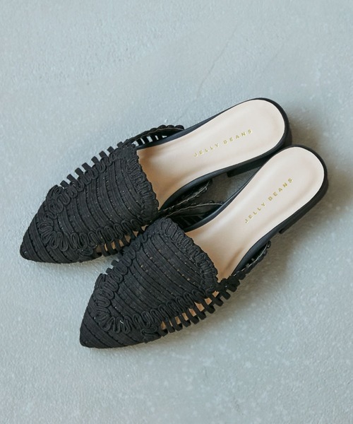 JELLY BEANS（ジェリービーンズ）の「スカラップメッシュミュール(204-52763)JELLY BEANS(ジェリービーンズ)（サンダル・レディース・ブラック/アイボリー/ラベンダー・S/M/L）」の7枚目の写真