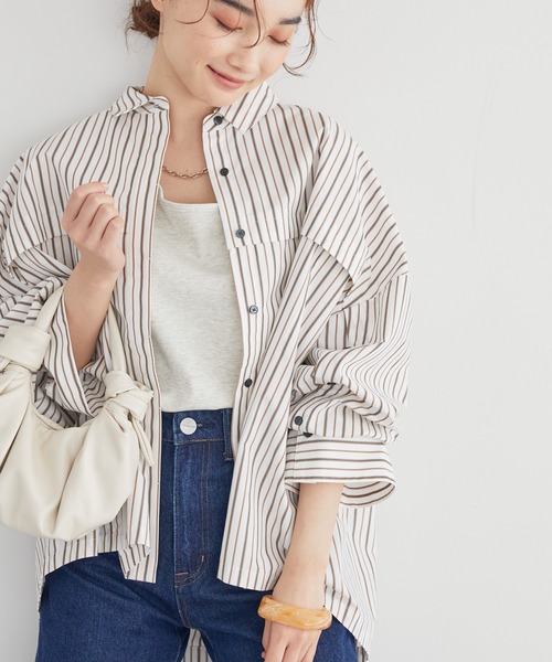 AMERICAN HOLIC（アメリカンホリック）の「イージーケアオープンスリーブシャツ（シャツ/ブラウス・レディース・オフホワイト/グリーン系その他3/イエロー系その他3/レッド系その他2・M/L）」の3枚目の写真