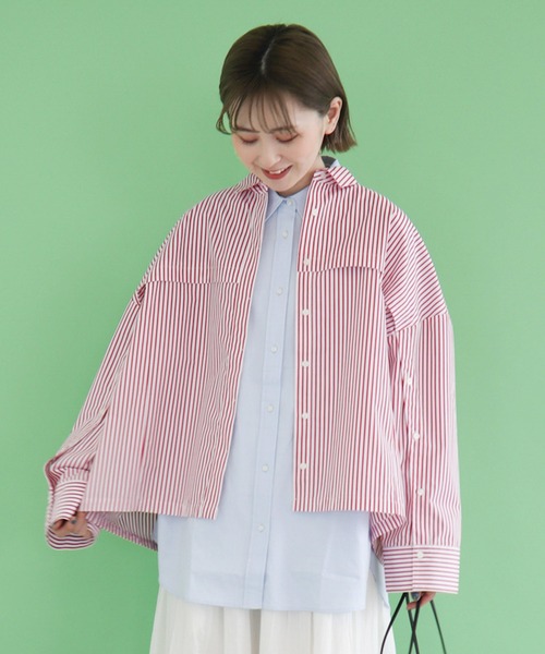 AMERICAN HOLIC（アメリカンホリック）の「イージーケアオープンスリーブシャツ（シャツ/ブラウス・レディース・オフホワイト/グリーン系その他3/イエロー系その他3/レッド系その他2・M/L）」の4枚目の写真