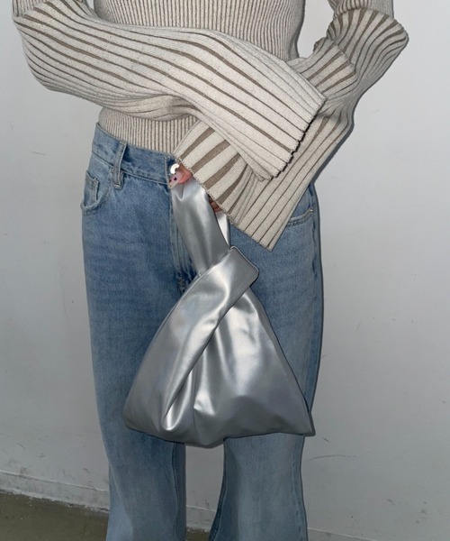 再入荷 アシンメトリーミニバッグ/フェイクレザー/ラメ
