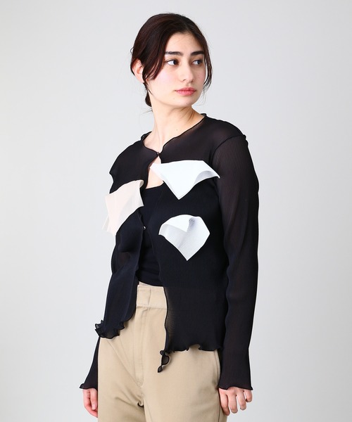 kotohayokozawa(コトハヨコザワ)の「kotohayokozawa CARDIGAN TD22S-CR(カーディガン/ボレロ・レディース・カーキ/ベージュ/ブラック・FREE)」の2枚目の写真