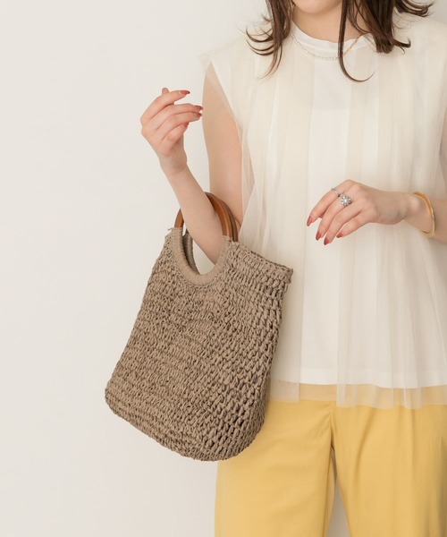 RODE SKO(ロデスコ)の「ウッドハンドルペーパーバッグ(トートバッグ・レディース・ブラック/グレー/オリーブ/ナチュラル・ONE)」の3枚目の写真