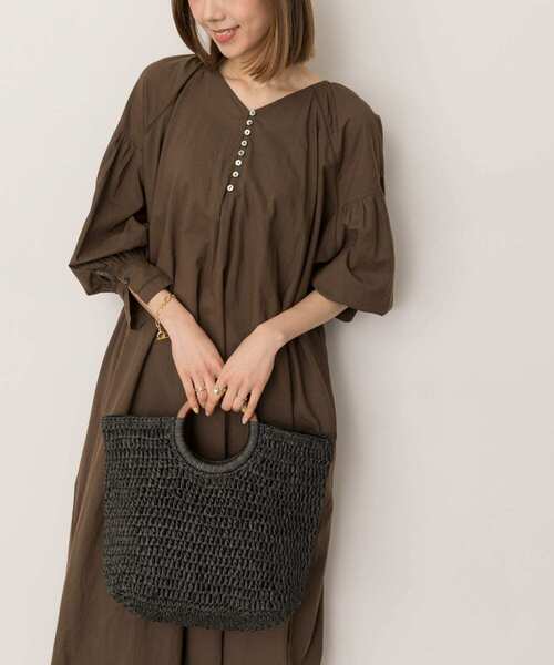 RODE SKO(ロデスコ)の「ウッドハンドルペーパーバッグ(トートバッグ・レディース・ブラック/グレー/オリーブ/ナチュラル・ONE)」の2枚目の写真