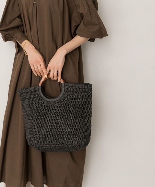 RODE SKO(ロデスコ)の「ウッドハンドルペーパーバッグ(トートバッグ・レディース・ブラック/グレー/オリーブ/ナチュラル・ONE)」の18枚目の写真