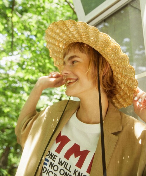 FREAK'S STORE(フリークスストア)の「Casselini/キャセリーニ なみなみハット(ハット・レディース・ブラック/ナチュラル・ONE SIZE)」の2枚目の写真