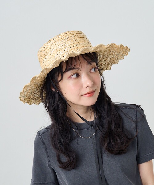 FREAK'S STORE(フリークスストア)の「Casselini/キャセリーニ なみなみハット(ハット・レディース・ブラック/ナチュラル・ONE SIZE)」の8枚目の写真