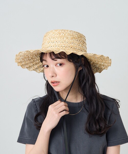 FREAK'S STORE(フリークスストア)の「Casselini/キャセリーニ なみなみハット(ハット・レディース・ブラック/ナチュラル・ONE SIZE)」の6枚目の写真